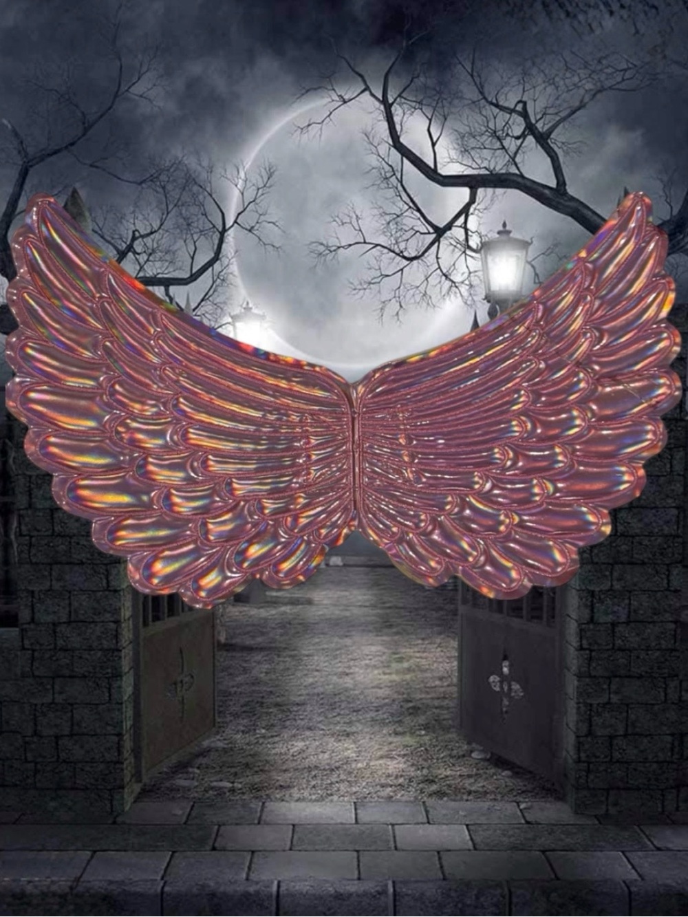 2 for $30 | Holographic Embroidered Pink Wings Accessory